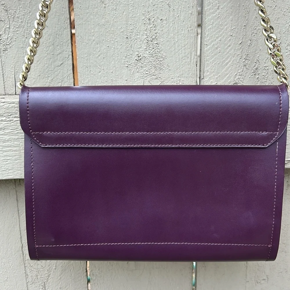 Kate Spade Plum Leather Shoulder Bag With Chain Detail Strap